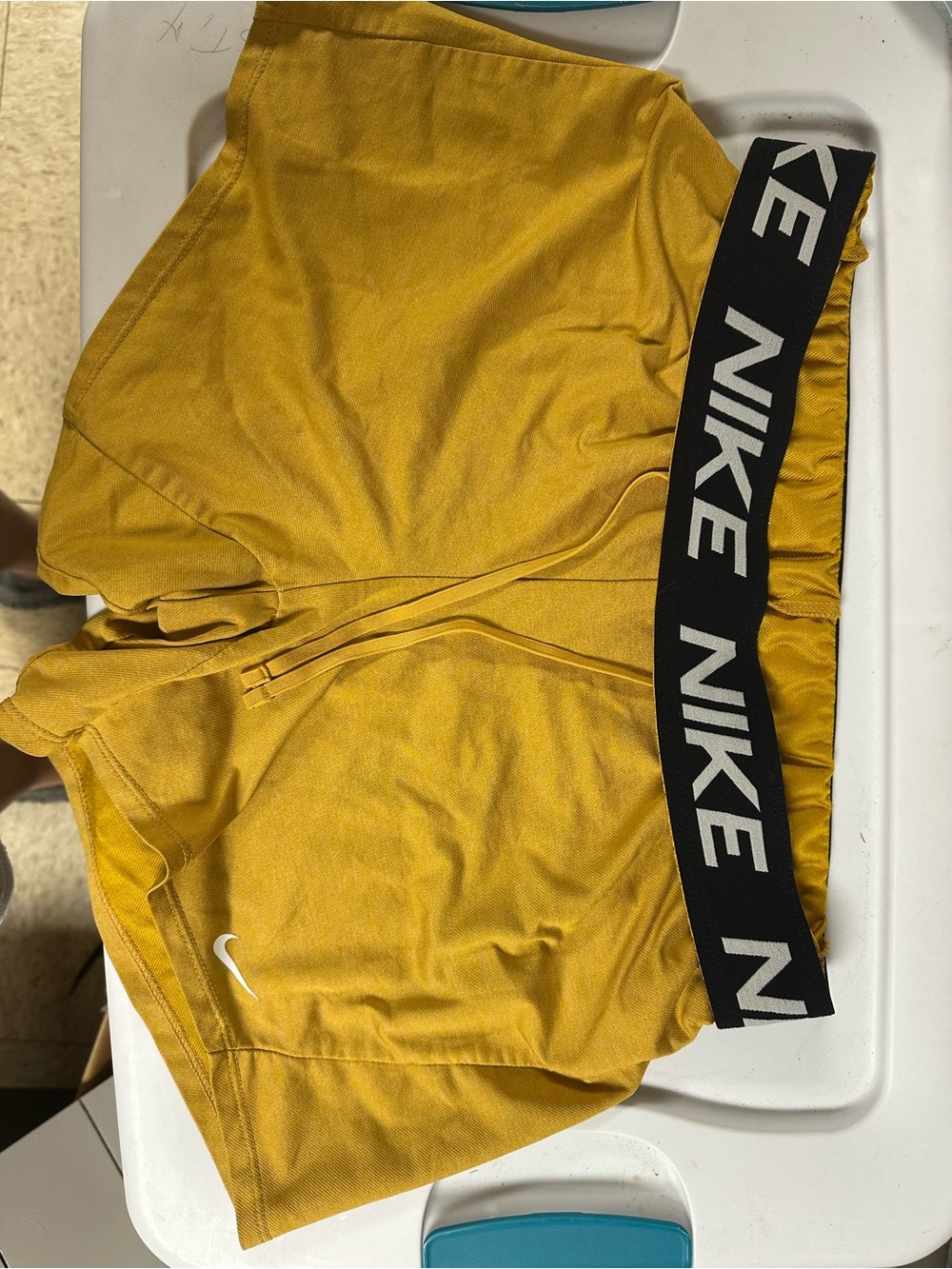 Nike Men’s Mustard Yellow Athletic Shorts with Branded Black Waistband